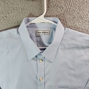Paul Fredrick Dress Shirt Men 18 34 - French Cuff - Light Blue 2-Ply Cotton